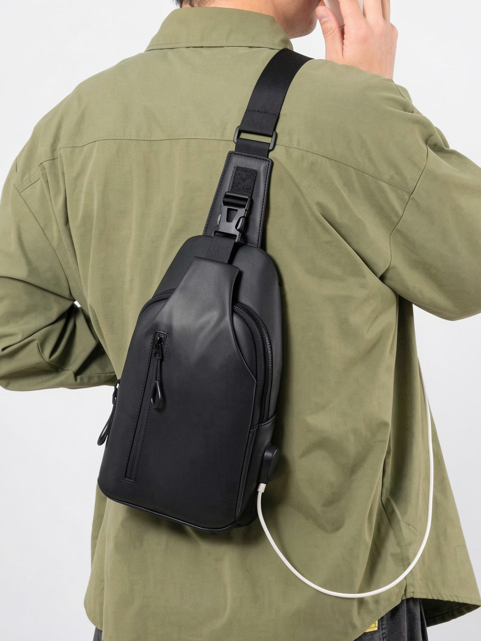 Sacoche Poitrine Luxe Homme Nylon Zippée Compacte - 3