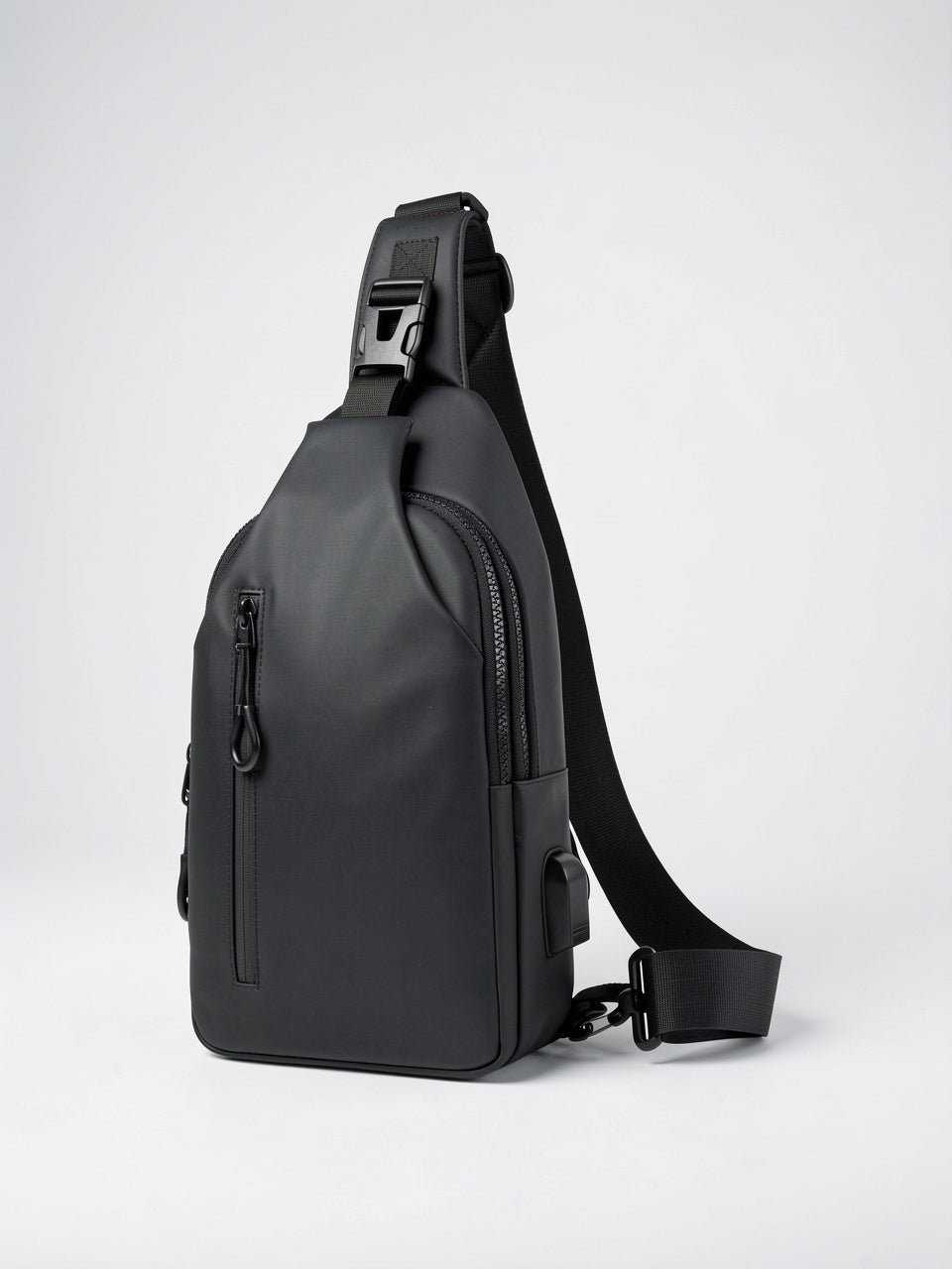 Sacoche Poitrine Luxe Homme Nylon Zippée Compacte - Noir
