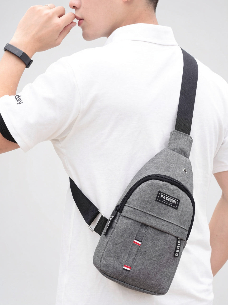 Sacoche Zippée Compacte Bandoulière Homme en Toile Légère - 2