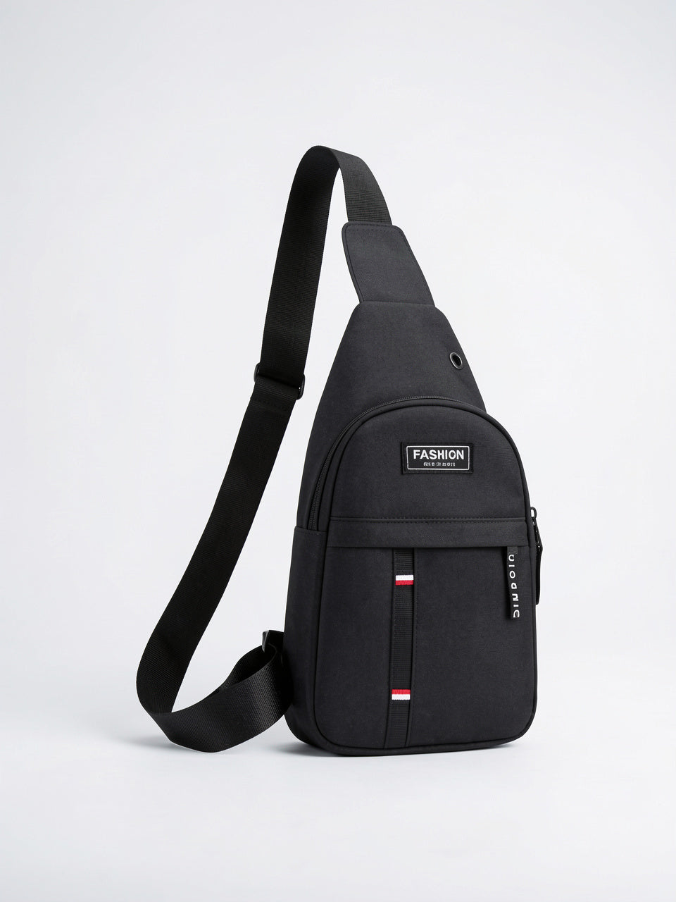 Sacoche Zippée Compacte Bandoulière Homme en Toile Légère - Noir 17cm x 31cm X 6cm