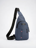 Sacoche Zippée Compacte Bandoulière Homme en Toile Légère - tissu bleu 17cm x 31cm X 6cm