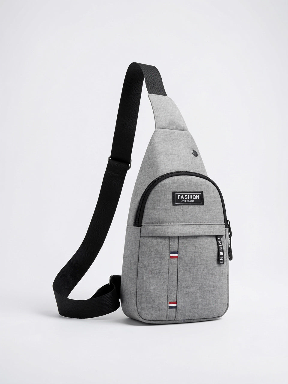 Sacoche Zippée Compacte Bandoulière Homme en Toile Légère - tissu gris 17cm x 31cm X 6cm